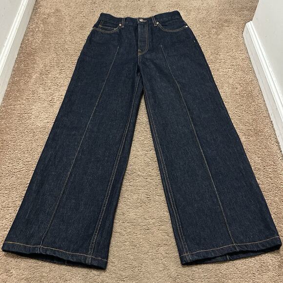 Ulla Johnson Denim - Ulla Johnson Denim Wide Leg Front & Back Seam Jeans Size 27 Dark Wash